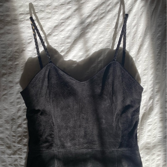 Vintage Genuine Leather Suede Mini Dress in Black - Picture 6 of 9